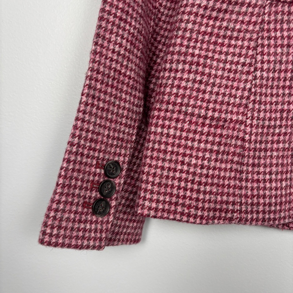 NWT Women’s Talbots wool Pink Houndstooth Blazer Size 2 - Picture 10 of 13